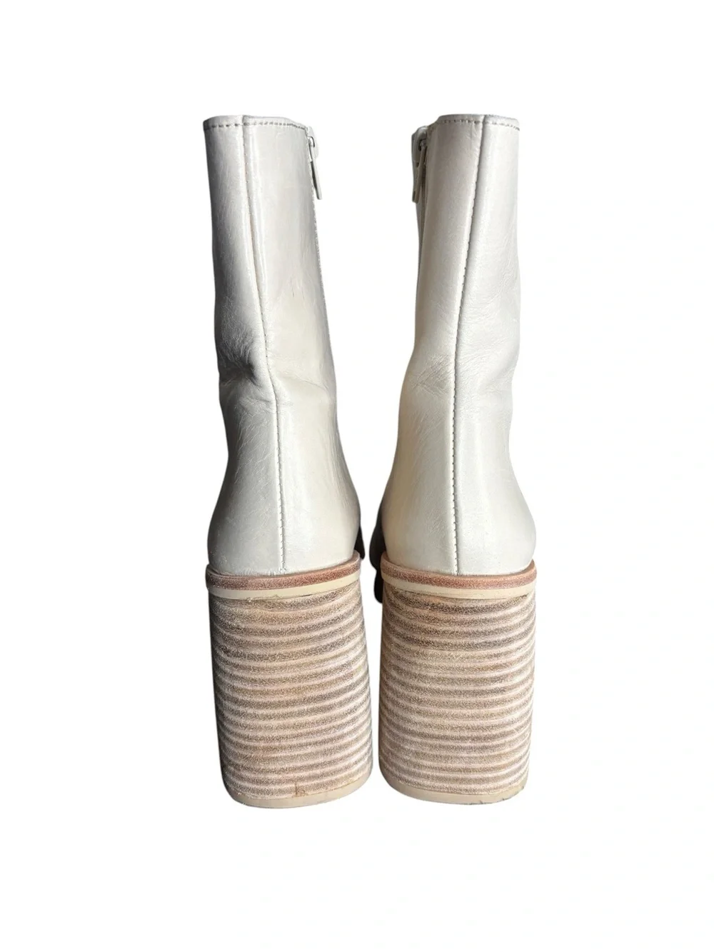 Free People Leather Ruby Platform Bootie in Bone Size 39- US 8.5